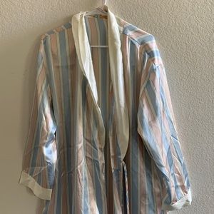 Vintage Inner Most Pink and Blue Striped Robe